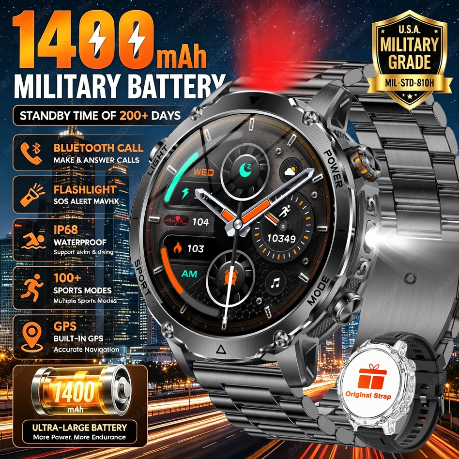 Smartwatch Watches Brands For Men - Смарт-часы Brand+ с аккумулятором 1400 мАч,