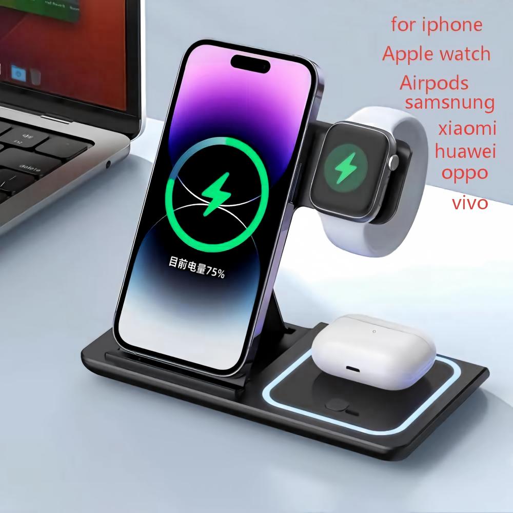 Smartwatch Apple Watch - Беспроводная зарядная станция-подставка 3-в-1, складная, для