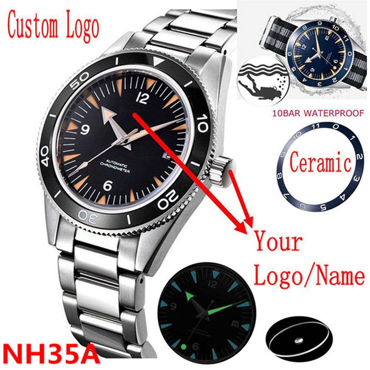 Часы с механизмом NH35 с индив – обзор и цена Watch Bezel Insert