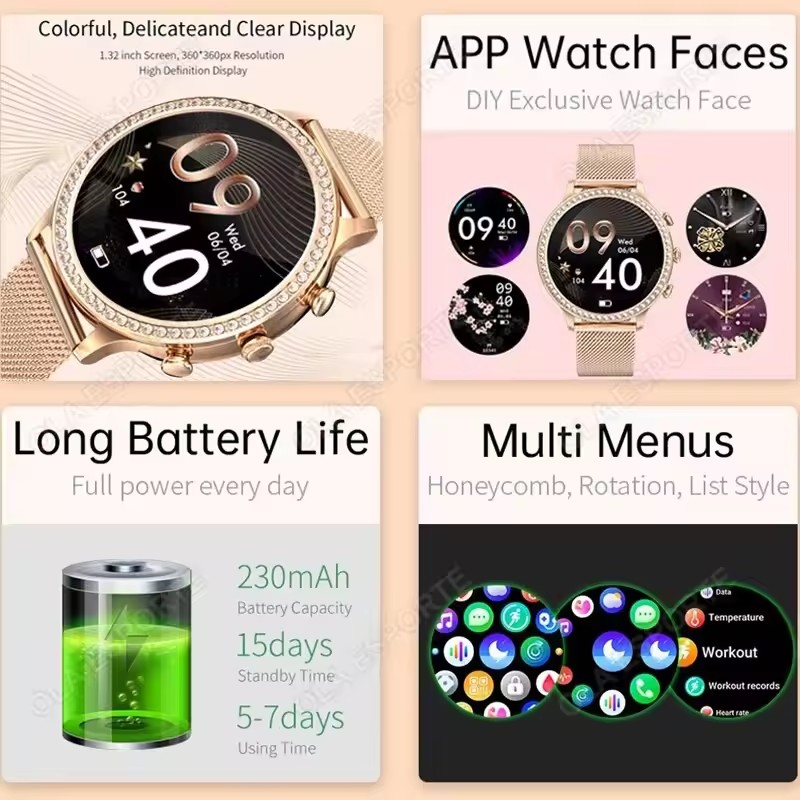 Элегантные женские умные часы  – обзор и цена Smartwatch Health Watches For Women